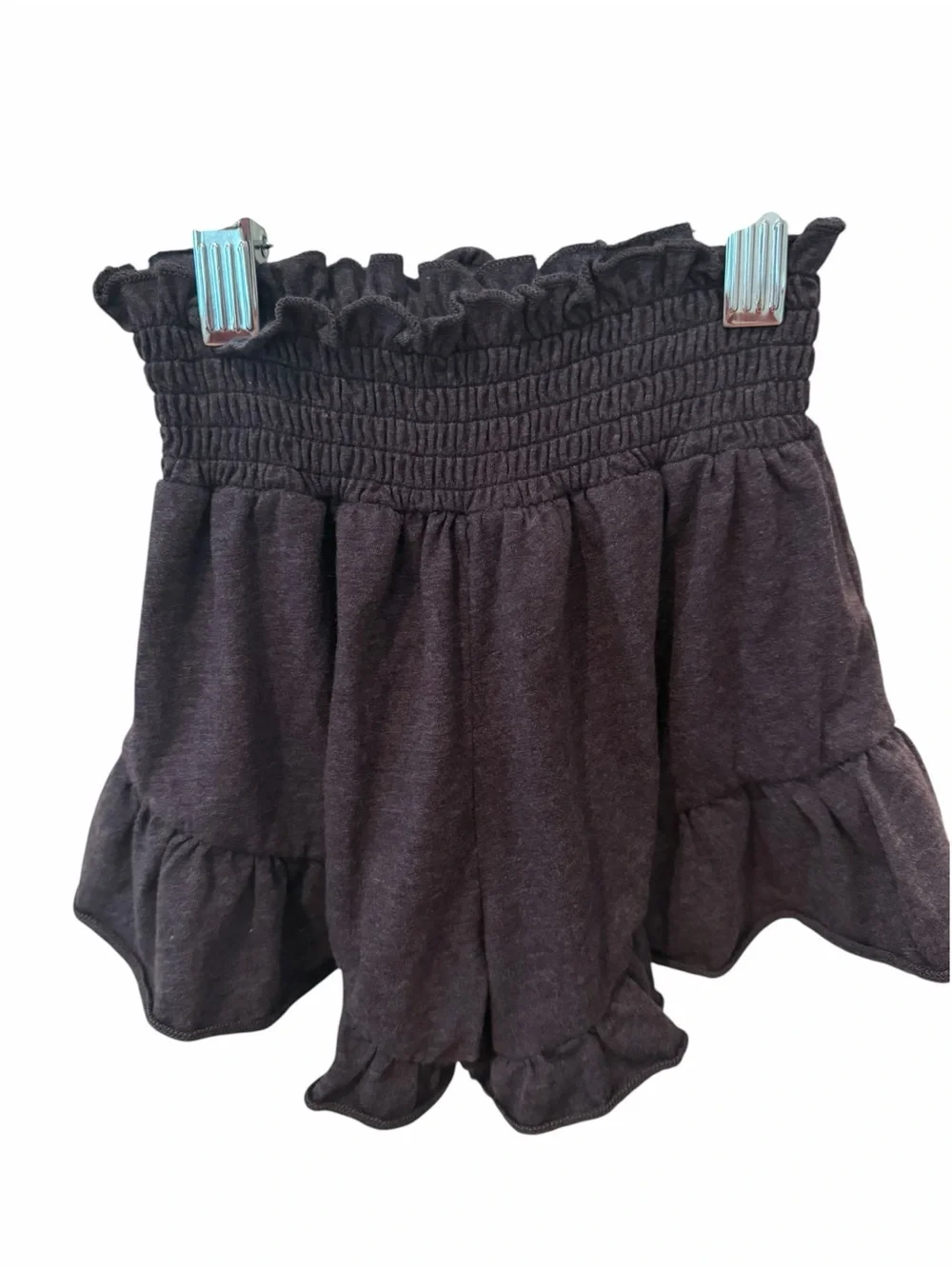 Chaser Girls Ruffle Smocked Shorts Charcoal Gray Size 6